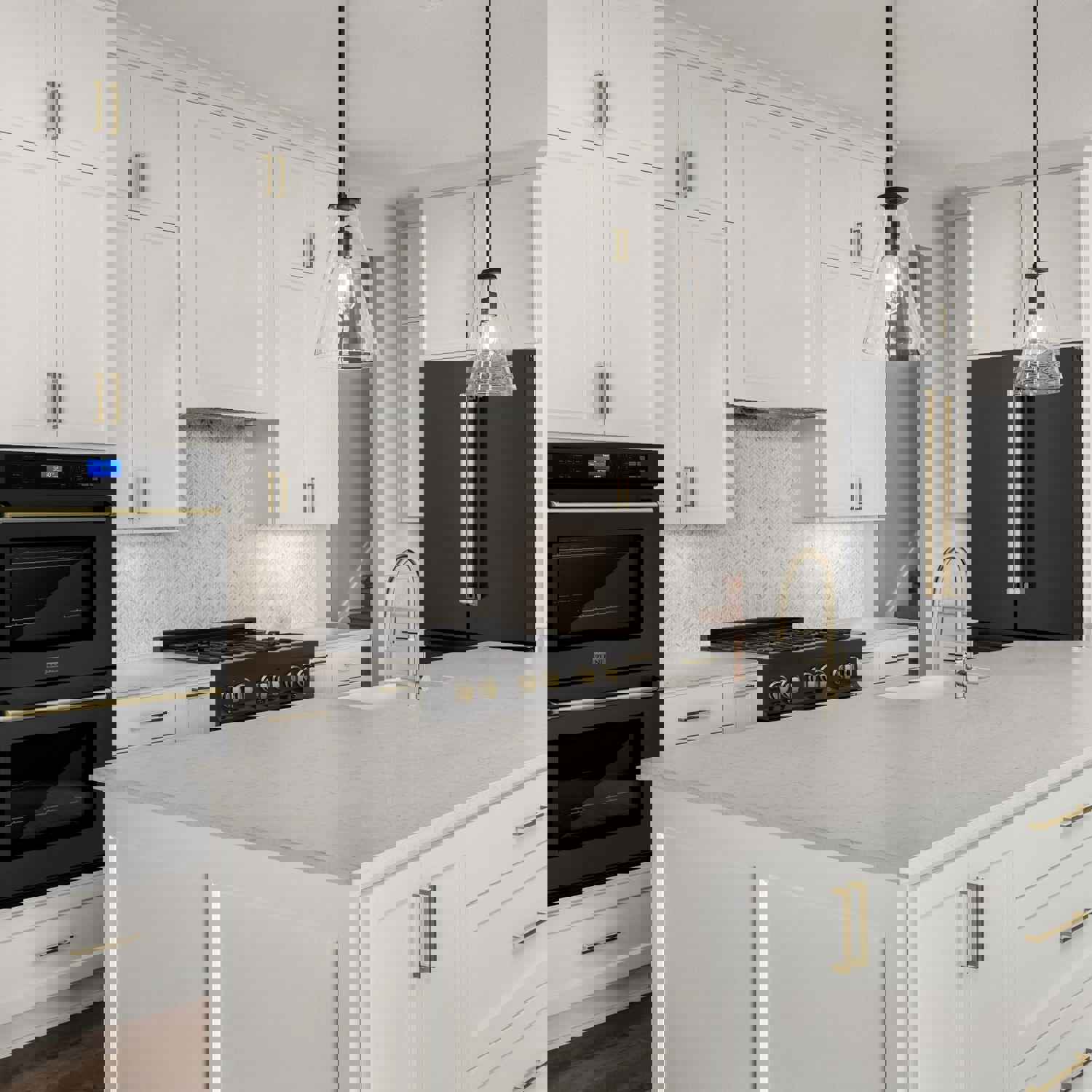 ZLINE 36 In. Autograph 22.5 cu. ft. Refrigerator with Ice Maker in Fingerprint Resistant Black Stainless Steel and Champagne Bronze Accents