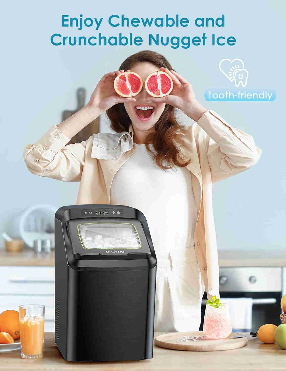 Nugget Ice Maker Countertop with Self-Cleaning & Auto Water Refill, 26 Lbs/Day Chewable Pebble Ice Machine