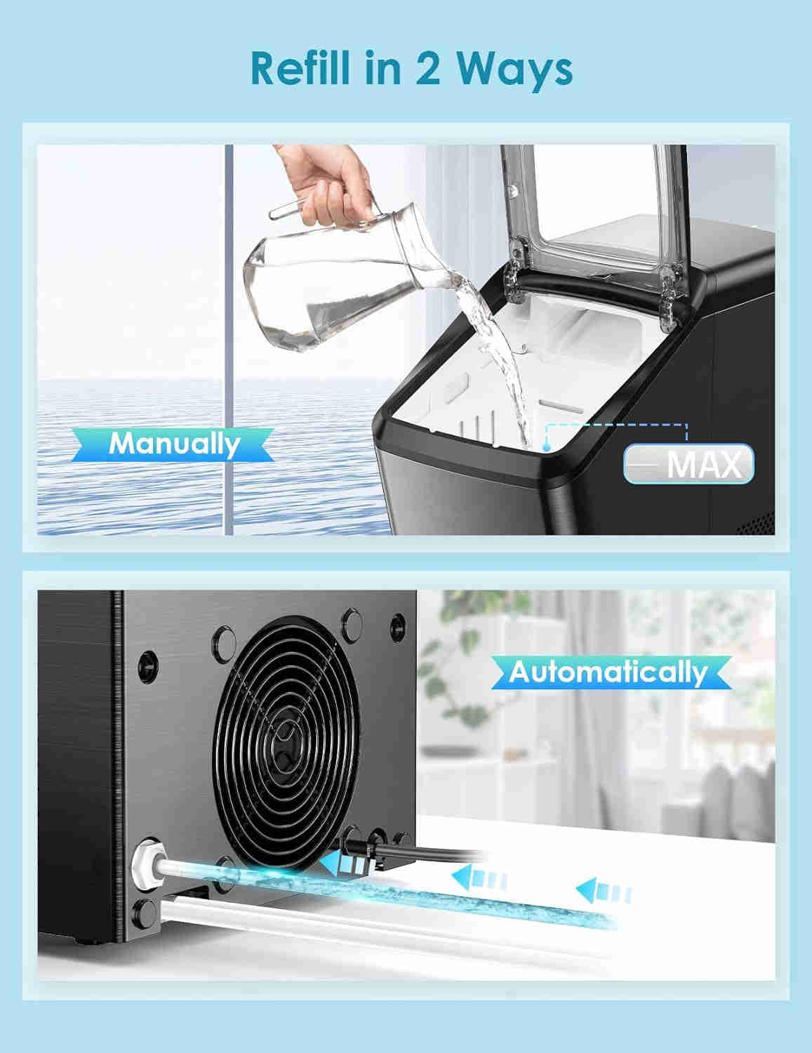 Nugget Ice Maker Countertop with Self-Cleaning & Auto Water Refill, 26 Lbs/Day Chewable Pebble Ice Machine