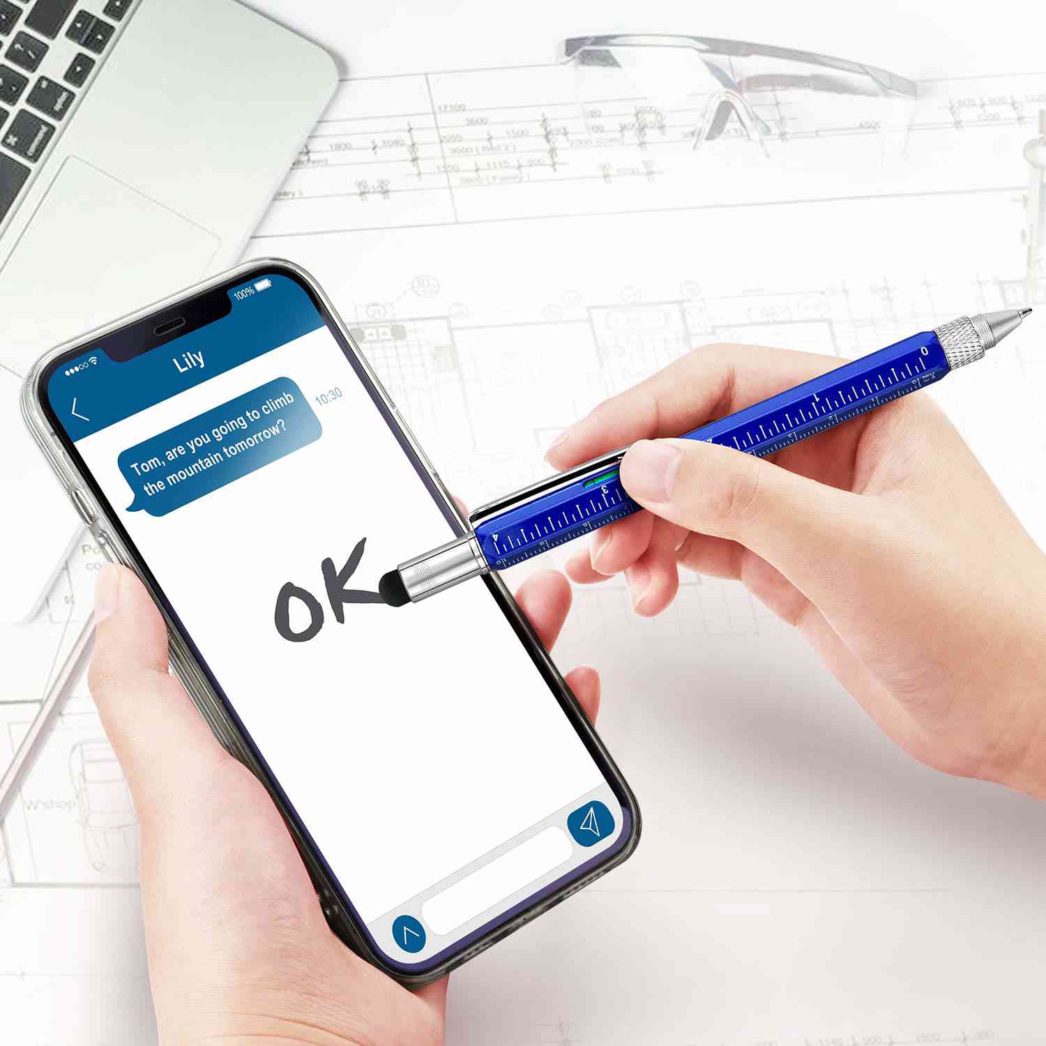 6 in 1 Multitool Tech Tool Pen with 8 Pieces and 20 Refills