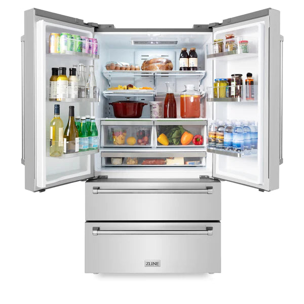 ZLINE 36 in. 22.5 cu. ft Freestanding French Door Refrigerator with Ice Maker in Fingerprint Resistant Stainless Steel