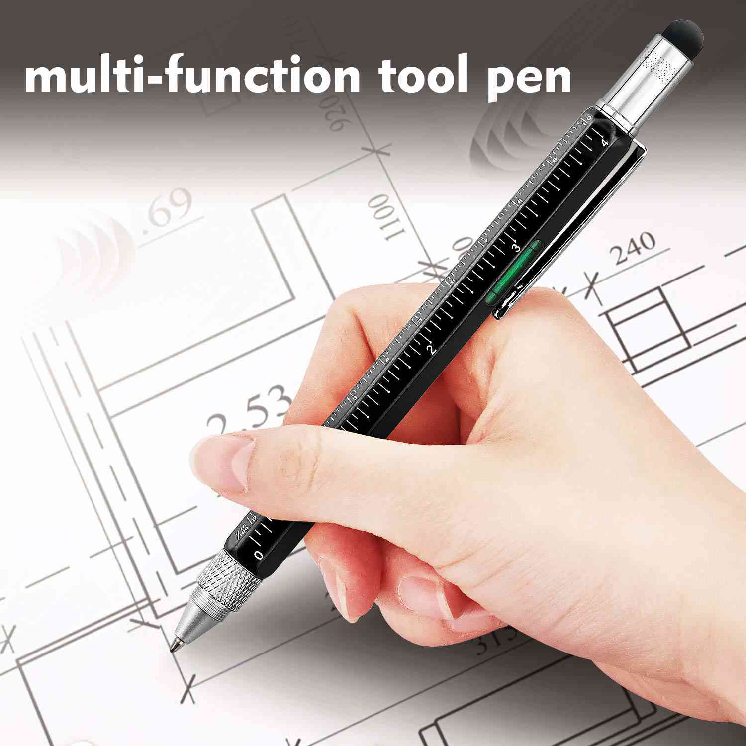 6 in 1 Multitool Tech Tool Pen with 8 Pieces and 20 Refills
