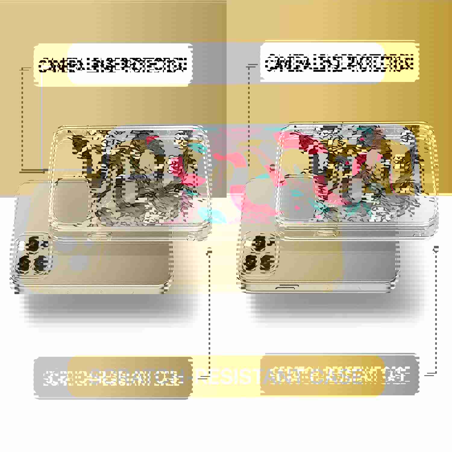 Premium TPU Clear Case with Floral Snake Design for iPhone & Samsung