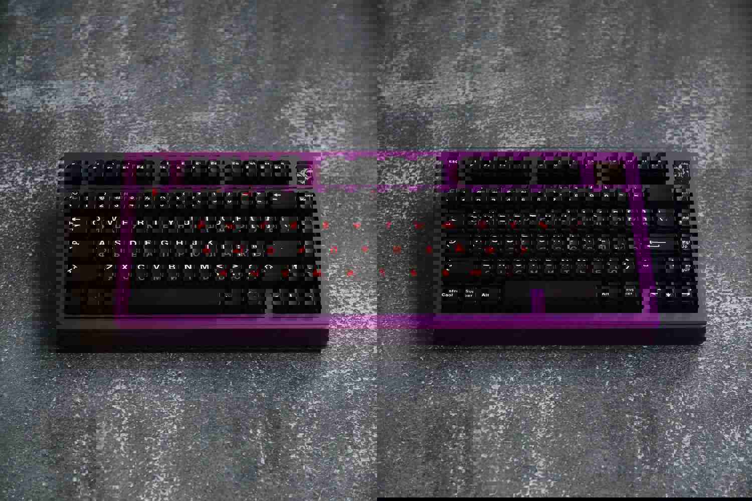 Jris75 PCB Gasket Mount Keyboard Kit - Purple & Black with Aluminum Weight