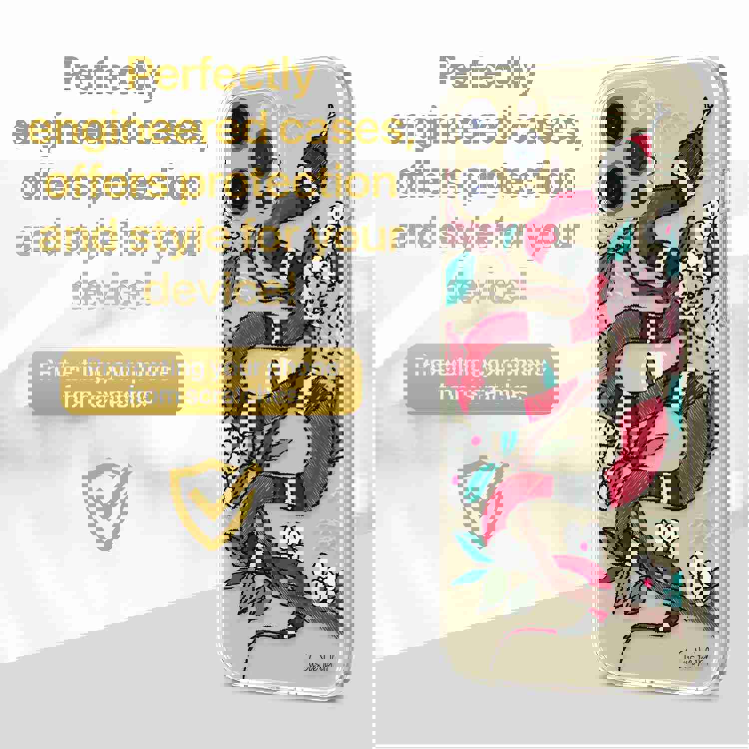 Premium TPU Clear Case with Floral Snake Design for iPhone & Samsung