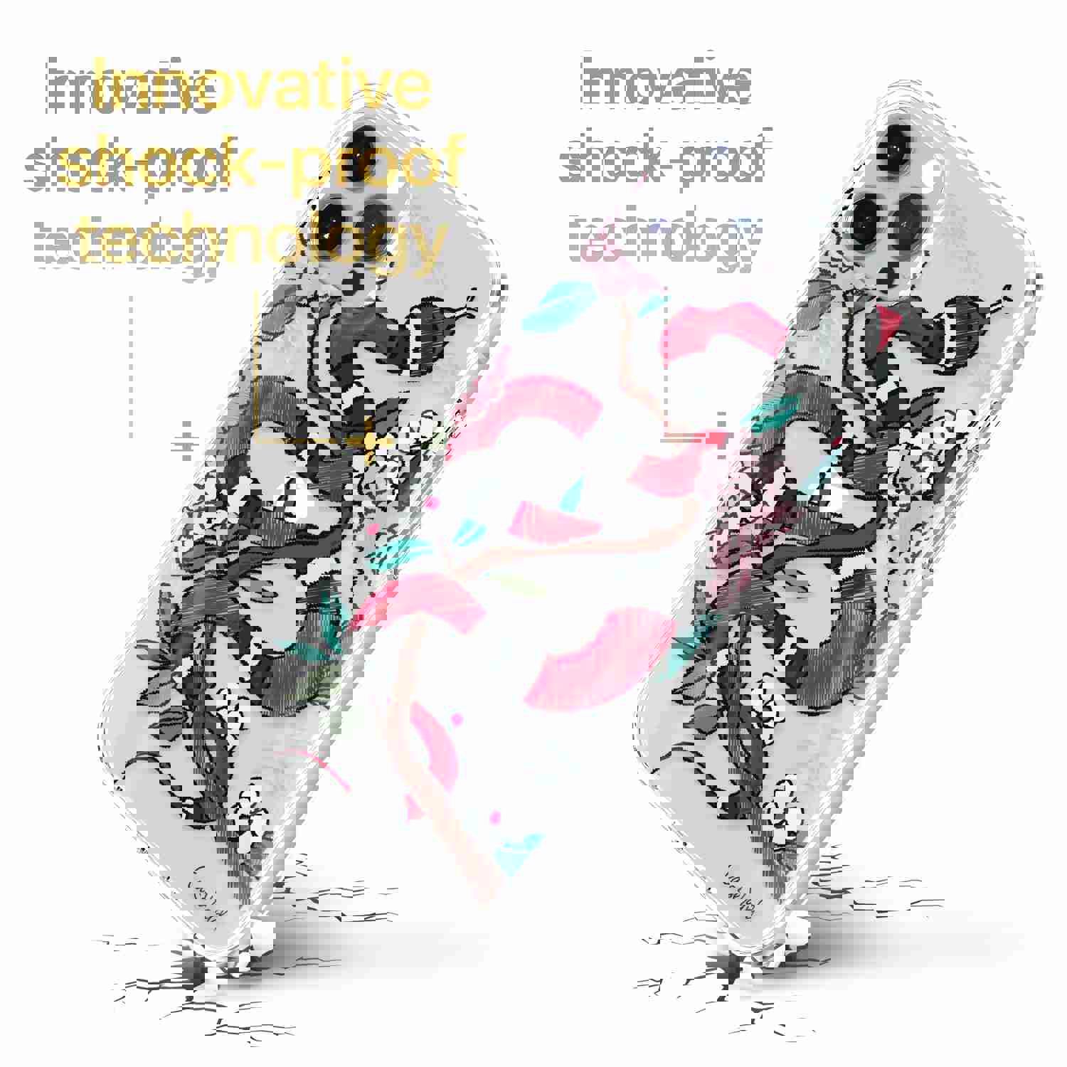 Premium TPU Clear Case with Floral Snake Design for iPhone & Samsung