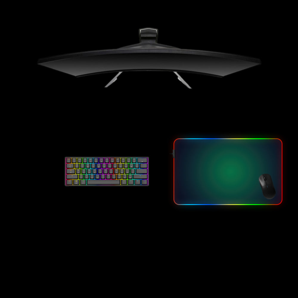 Dark Green Dots RGB Gaming Mouse Pad with LED Strip