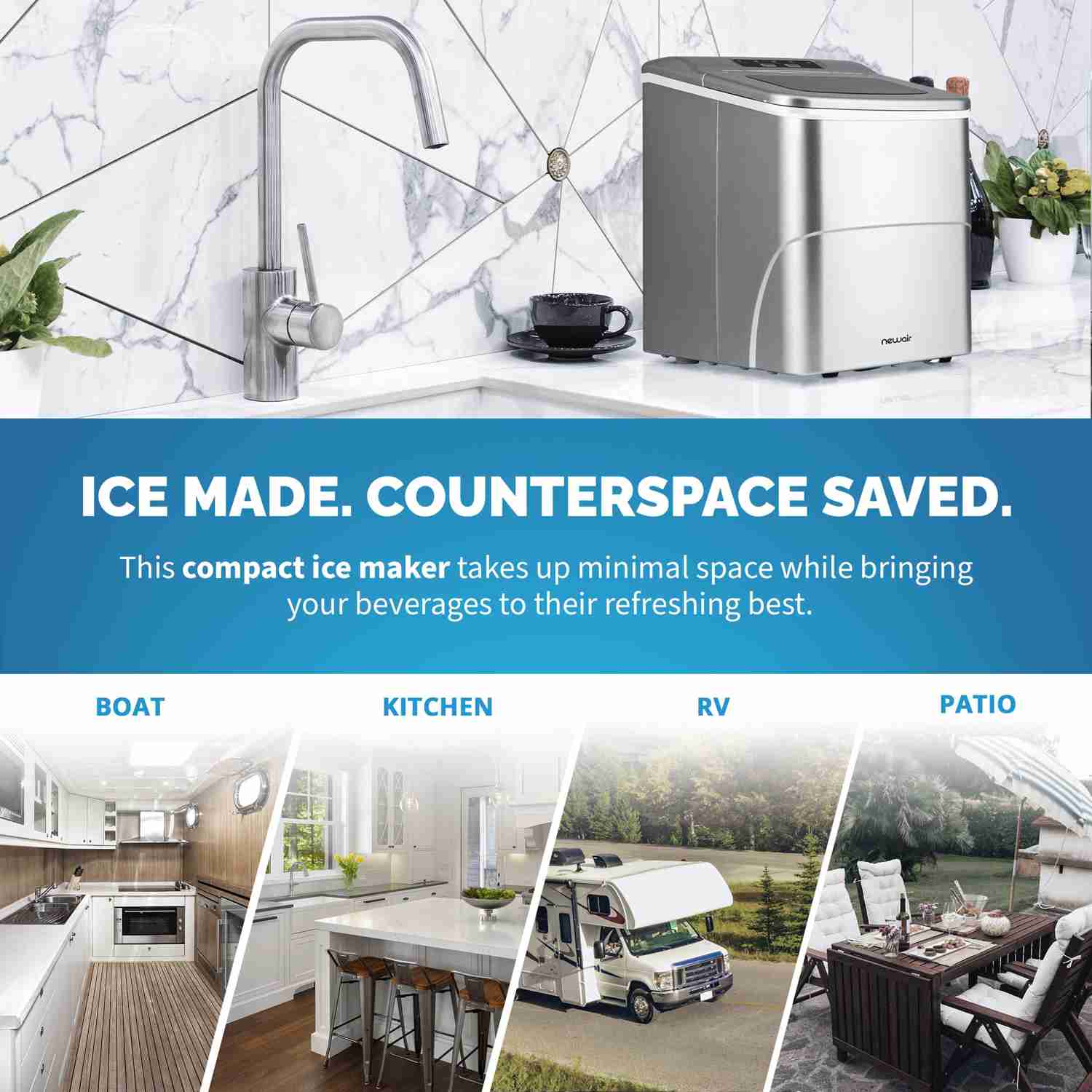 Newair 26 lbs. Countertop Ice Maker - Portable, Lightweight, and Easy to Use