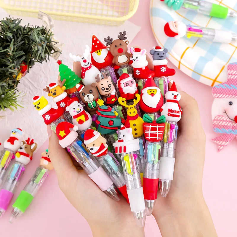 30Pcs/Lot Cute Mini Ballpoint Pen Christmas Series 4 Color Ball Pens For Kids School Writing Supplies