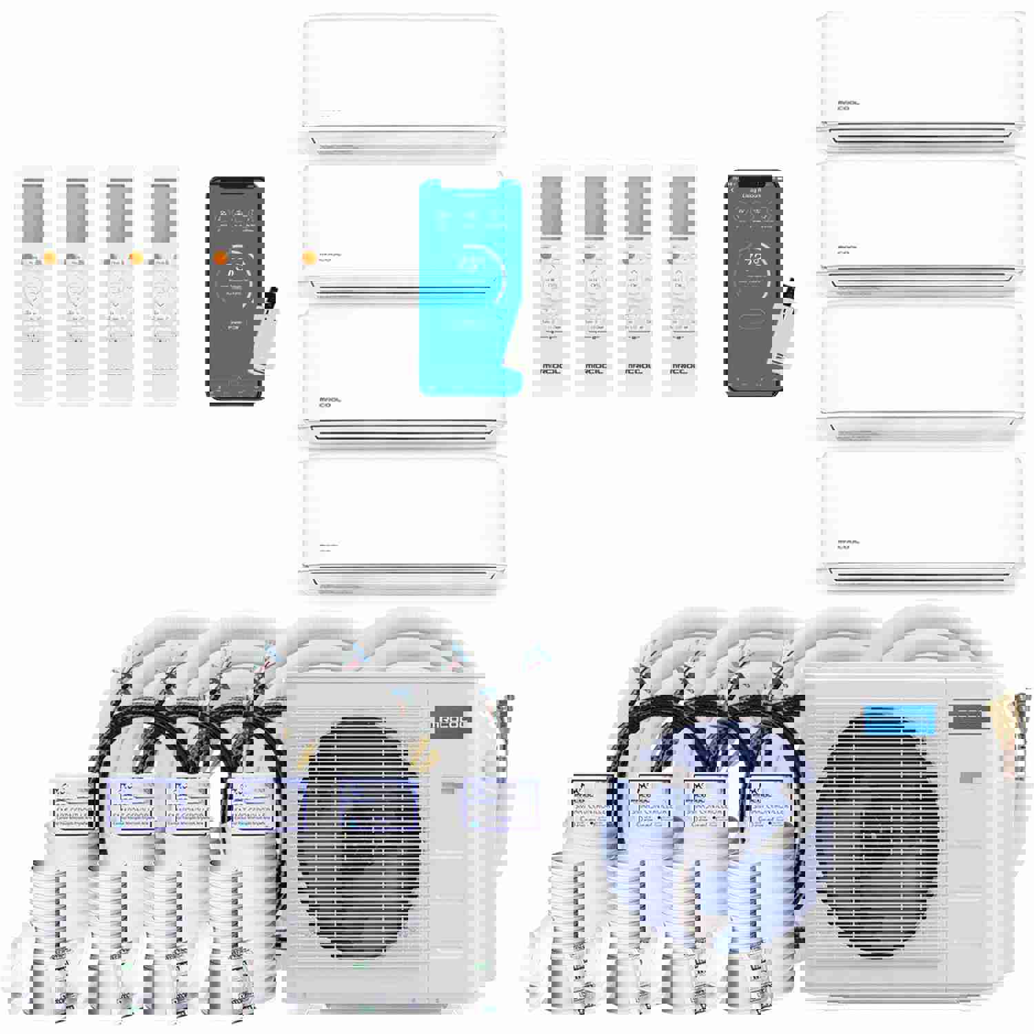 MRCOOL DIY 4th Gen 48K BTU 4-Zone Condenser Bundle with Air Handlers and Linesets