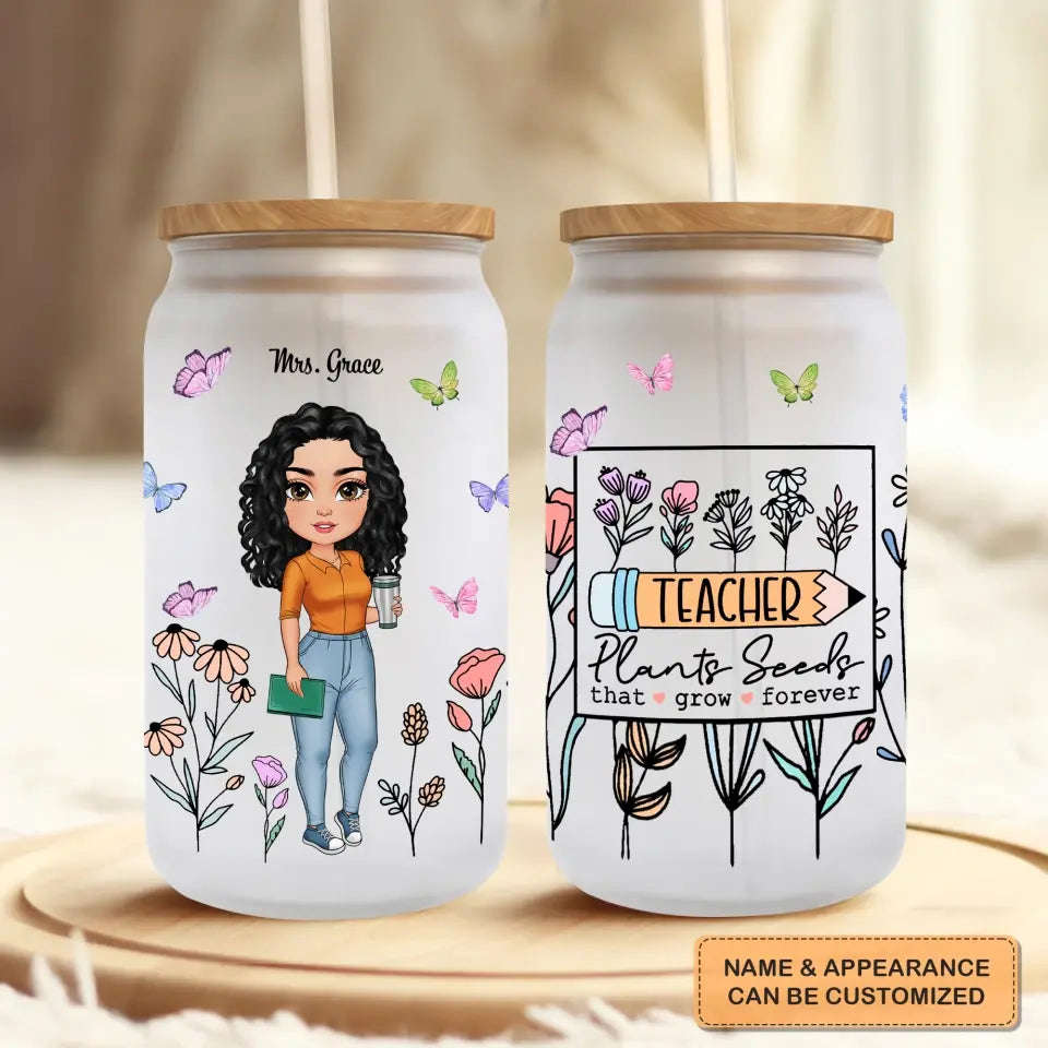 Personalized Custom Glass Can - Teacher's Day, Birthday Gift for Teacher