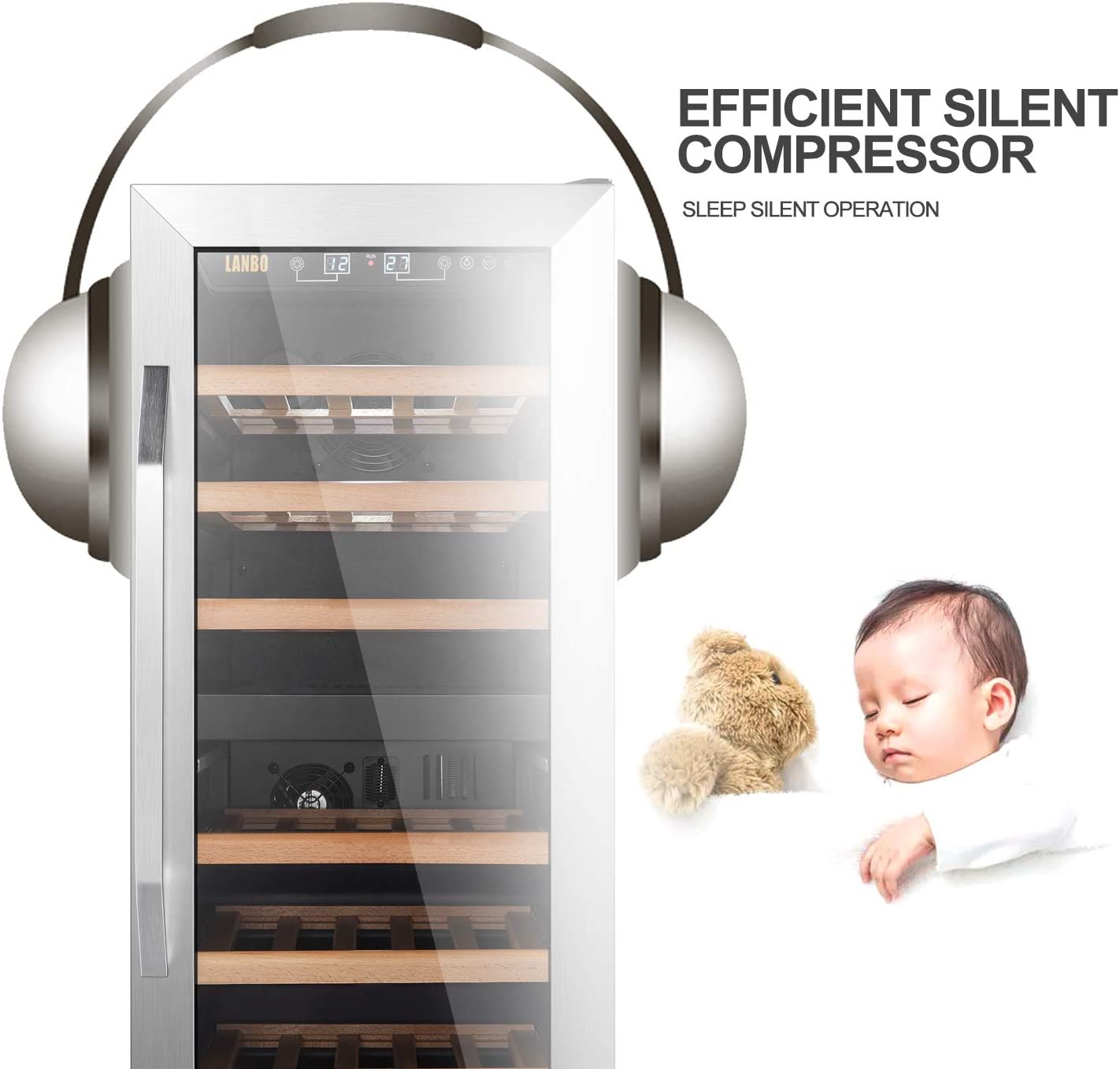 Dual Zone Compressor Wine Refrigerator - Large Capacity & Energy Efficient