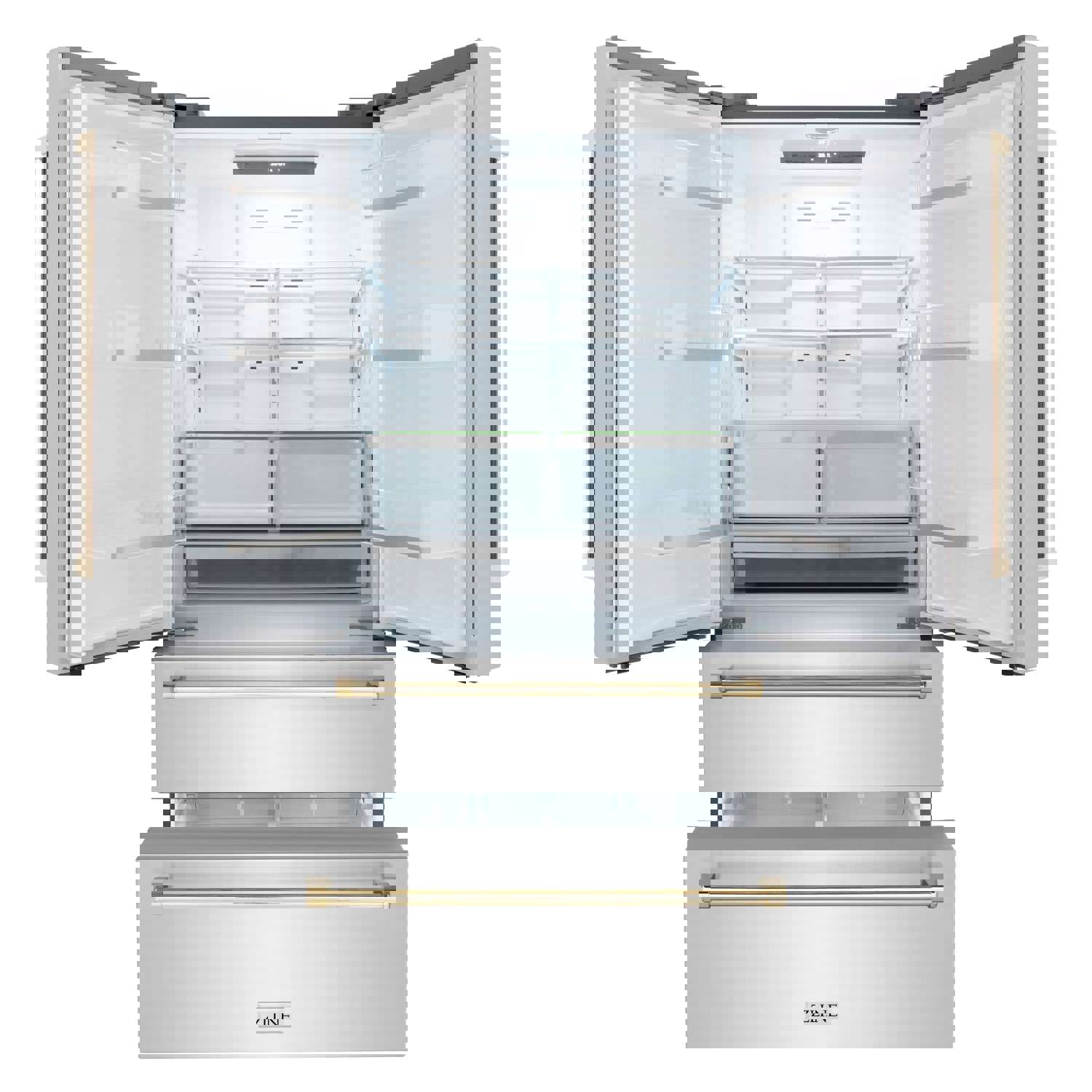 ZLINE 36 in. Autograph Edition French Door Refrigerator with Ice Maker in Stainless Steel &amp; Gold Accents