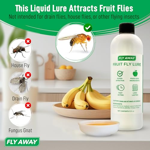 Fly Away Fruit Fly Liquid Lure - Fast & Safe Fruit Fly Trap for Kitchens, Restaurants, and Bars (12 oz)