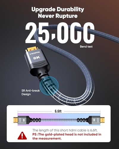 Highwings 8K Ultra High-Speed HDMI Cable 2M - 48Gbps, 4K@120Hz, 8K@60Hz
