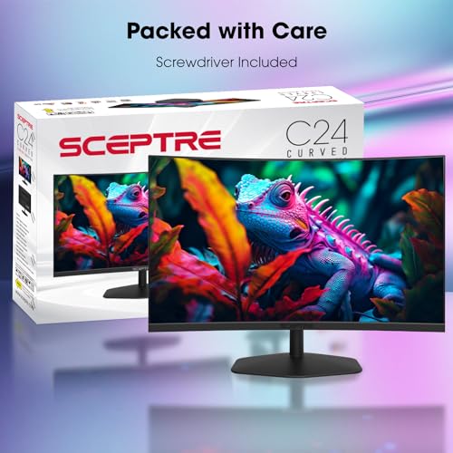 Sceptre 24" Curved Gaming Monitor - 100% sRGB, 1ms Response, Built-in Speakers