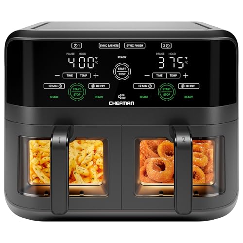 Chefman 6-Quart Dual Zone Air Fryer with Independent Baskets and Digital Controls