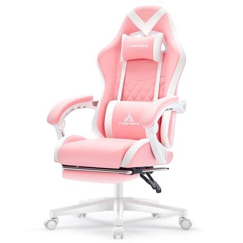 Premium Pink Ergonomic Gaming Chair with Footrest and Lumbar Support