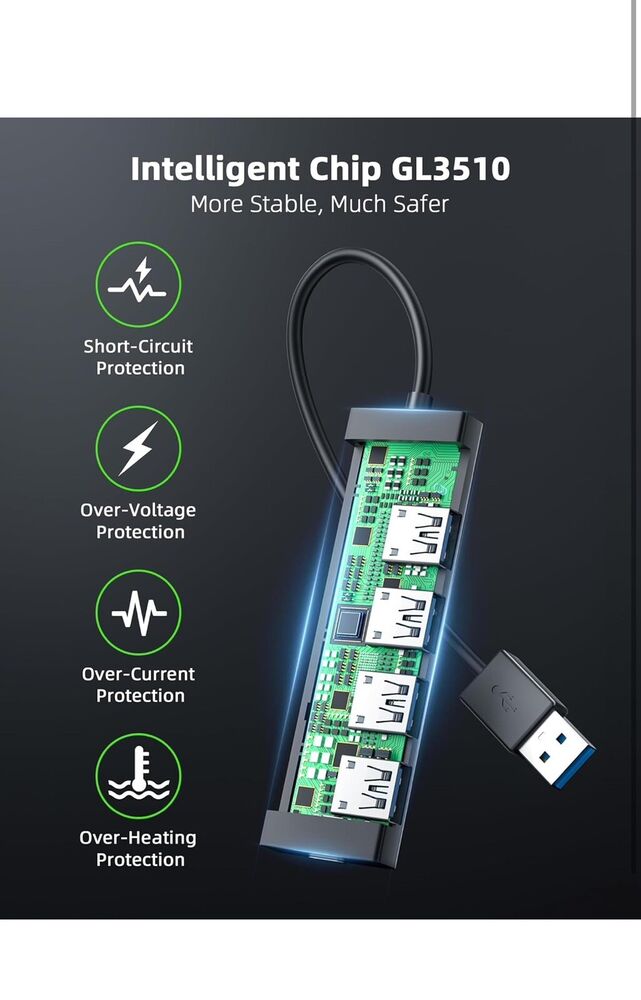 4-Port USB 3.0 Hub with USB-C Connectivity