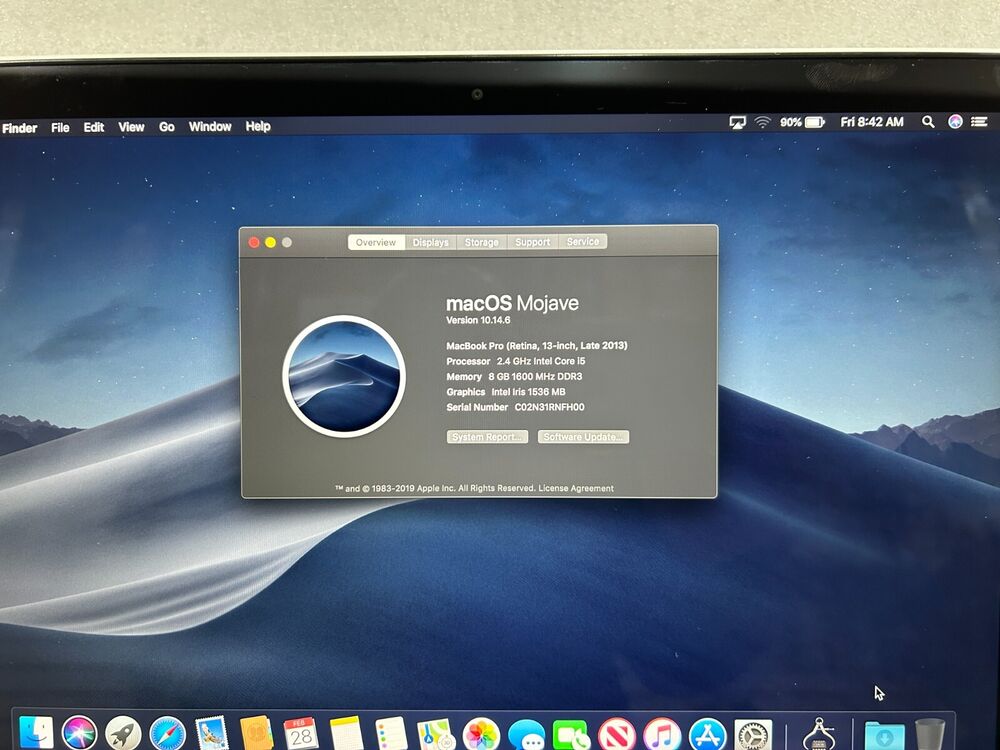 Apple MacBook Pro 13" A1502 Logic Board 2013/2014 with 2.4GHz i5, 8GB RAM