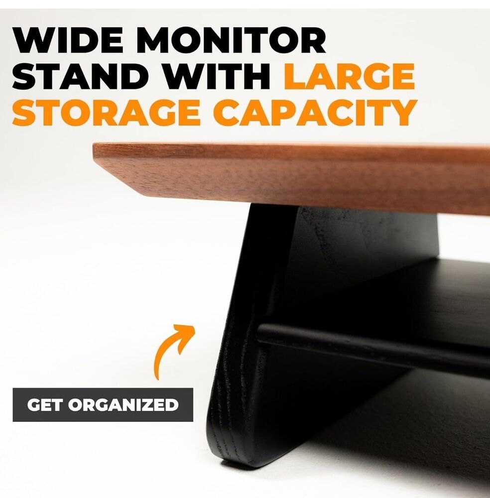 Elegant Walnut Monitor Stand Riser - Ergonomic, Sturdy, and Space-Saving for Enhanced Workspace