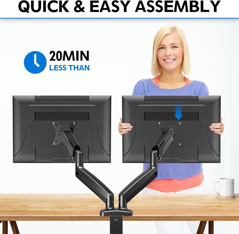 Ergonomic Dual Monitor Stand with Gas Spring Adjustment