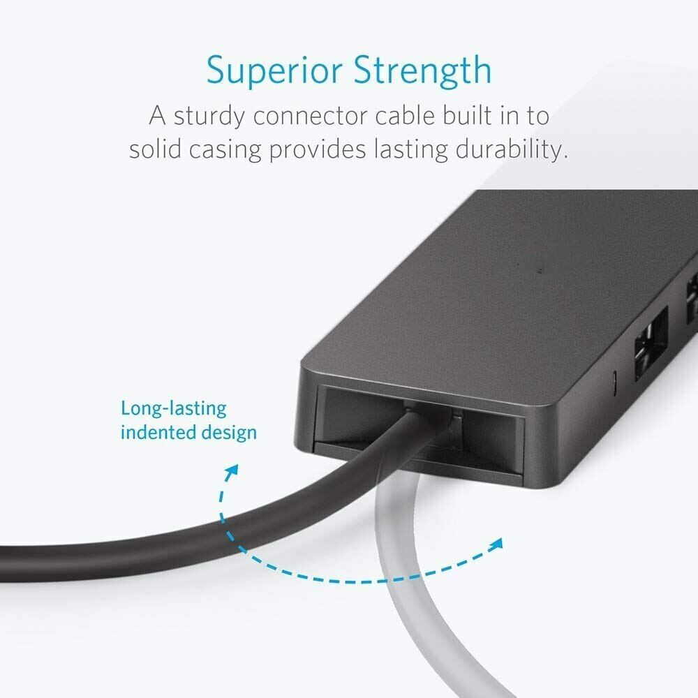 4-Port USB 3.0 Hub Adapter with Built-in Charger - Ultra Slim Design for High-Speed Connectivity