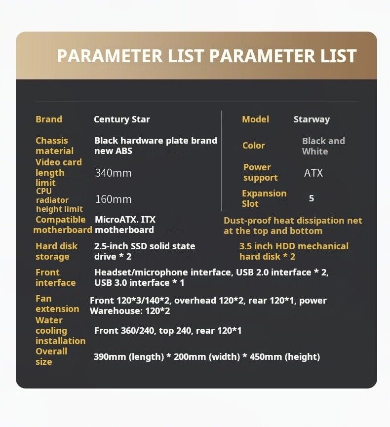 CS Black USB 3.0 Tempered Glass M-ATX Gaming Tower Case with RGB Lighting