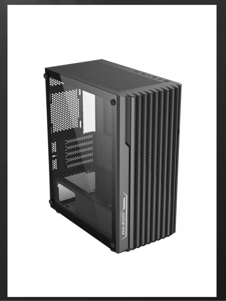 CS Black USB 3.0 Tempered Glass M-ATX Gaming Tower Case with RGB Lighting