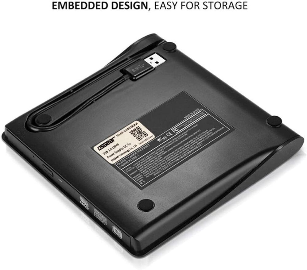 Ultra Slim USB 3.0 External CD/DVD RW Drive, Black