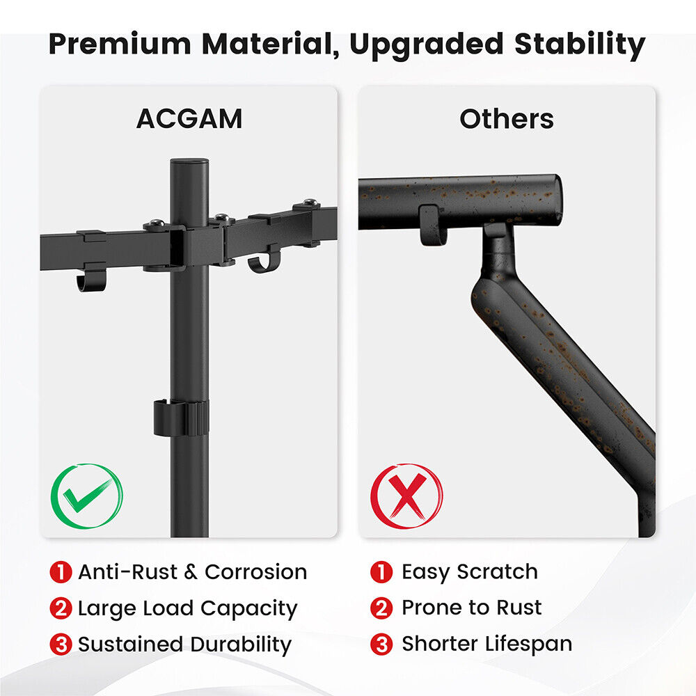 ACGAM Dual Monitor Stand - Premium Desk Mount for Enhanced Productivity