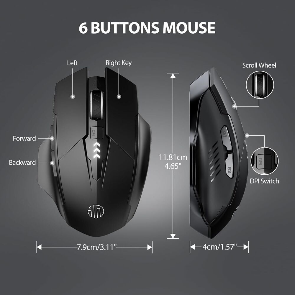 INPHIC Ergonomic Rechargeable 2.4G Optical Wireless Mouse