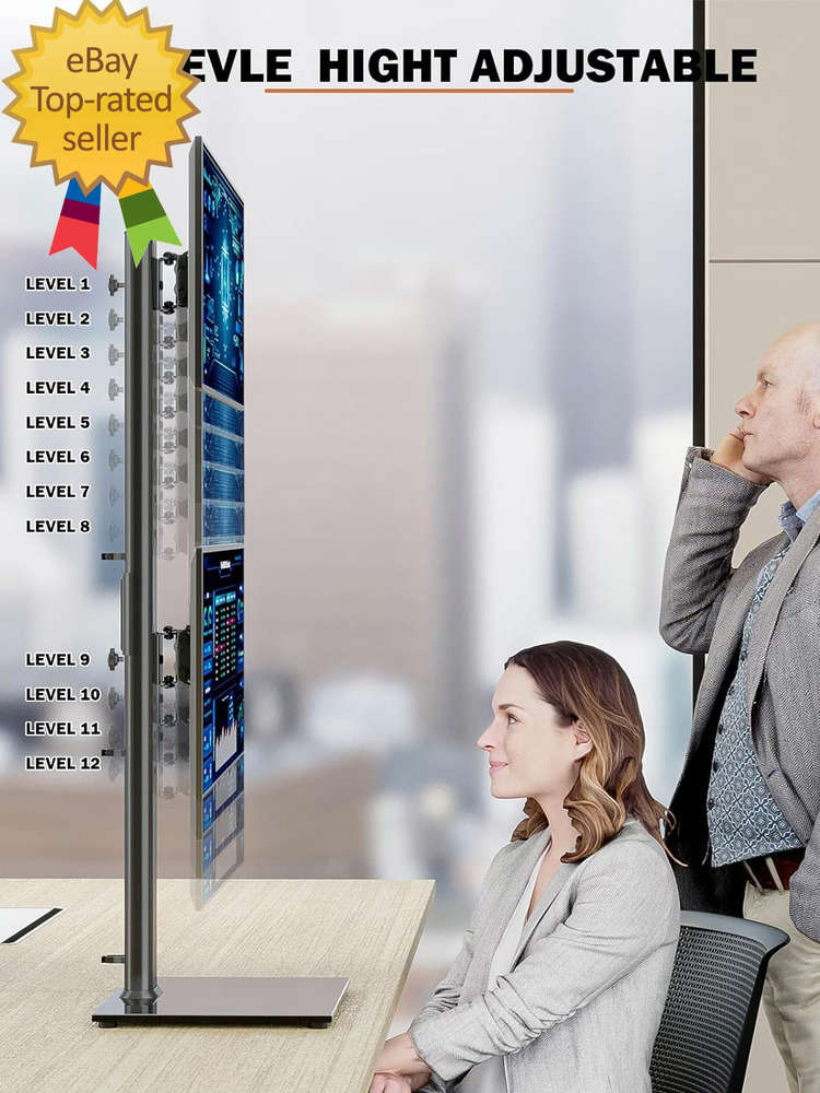 Ergonomic Vertical Dual Monitor Stand - Optimize Your Workspace