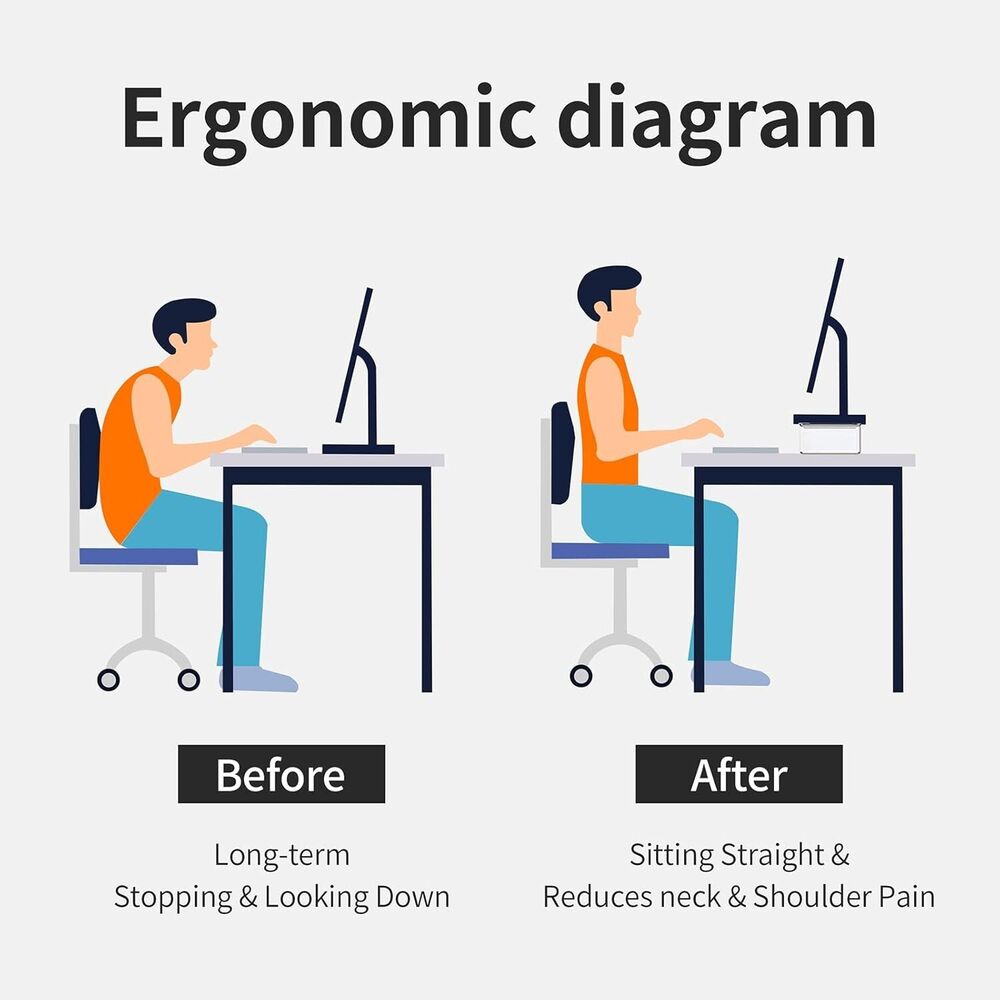 Ergonomic Acrylic Monitor Stand with Integrated Desk Organizer