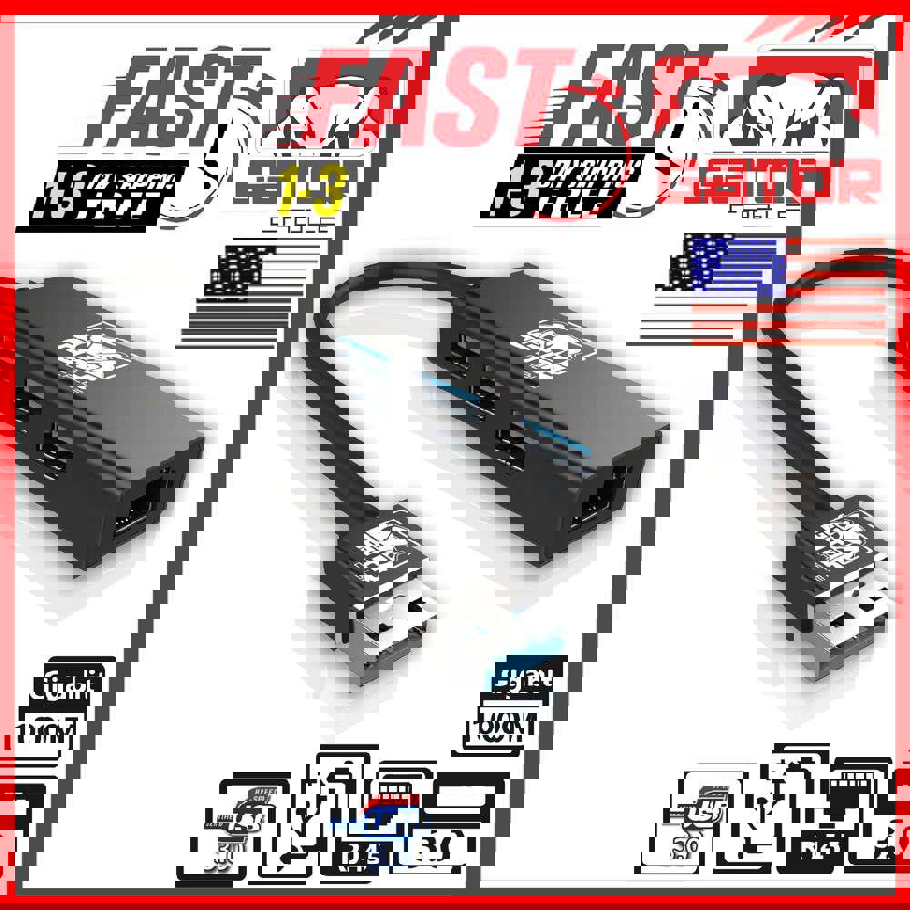 USB 3.0 Gigabit Ethernet Adapter with 3-Port USB Hub