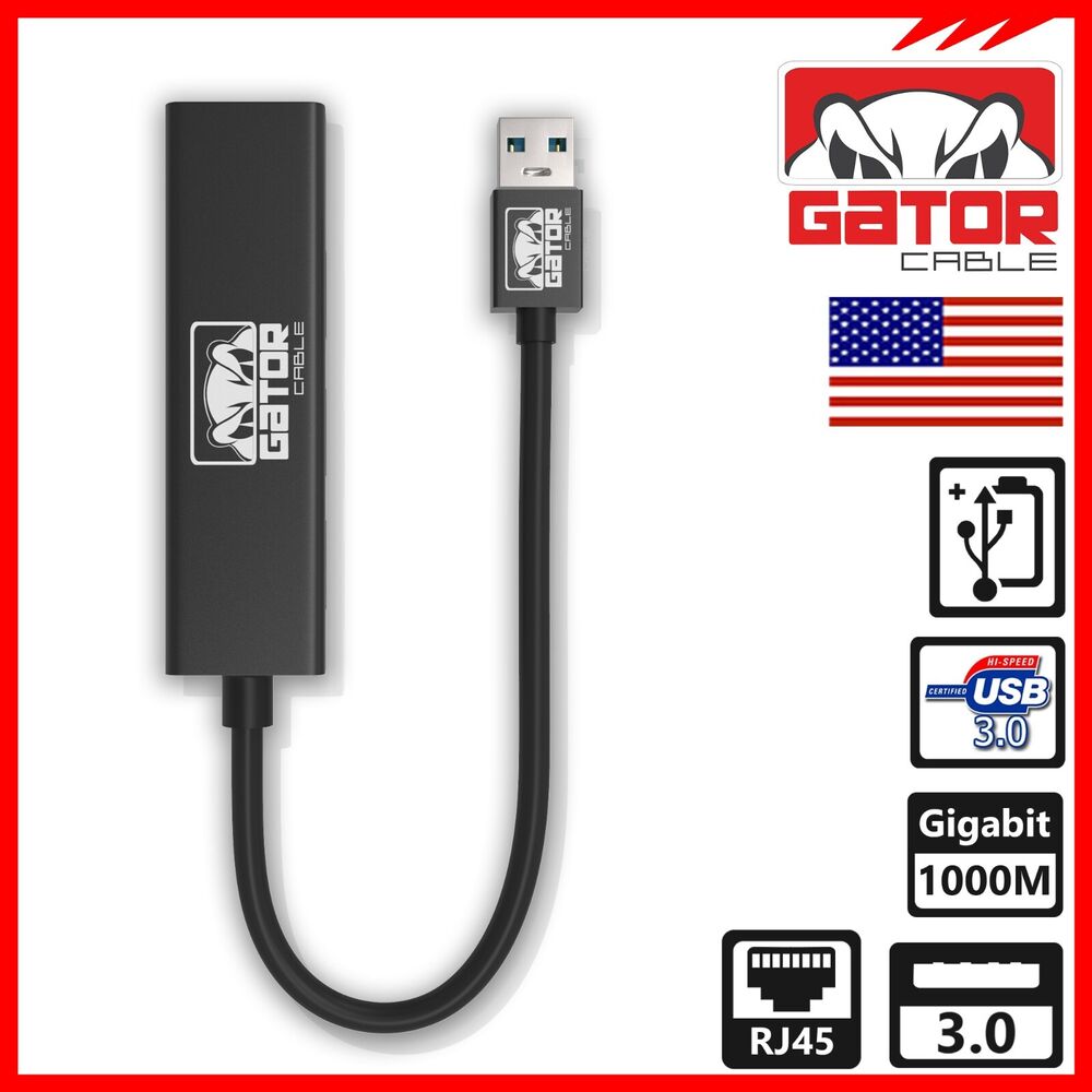 USB 3.0 Gigabit Ethernet Adapter with 3-Port USB Hub