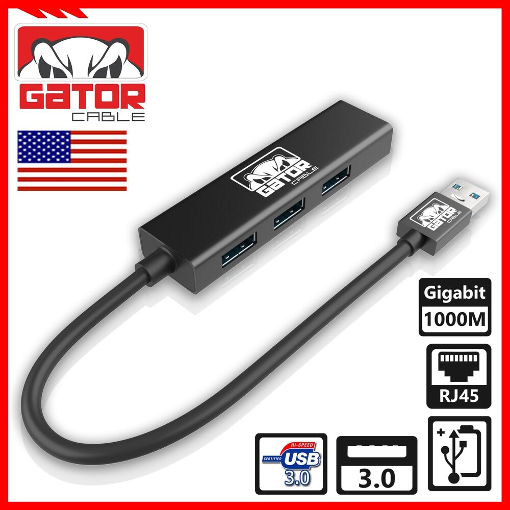 USB 3.0 Gigabit Ethernet Adapter with 3-Port USB Hub