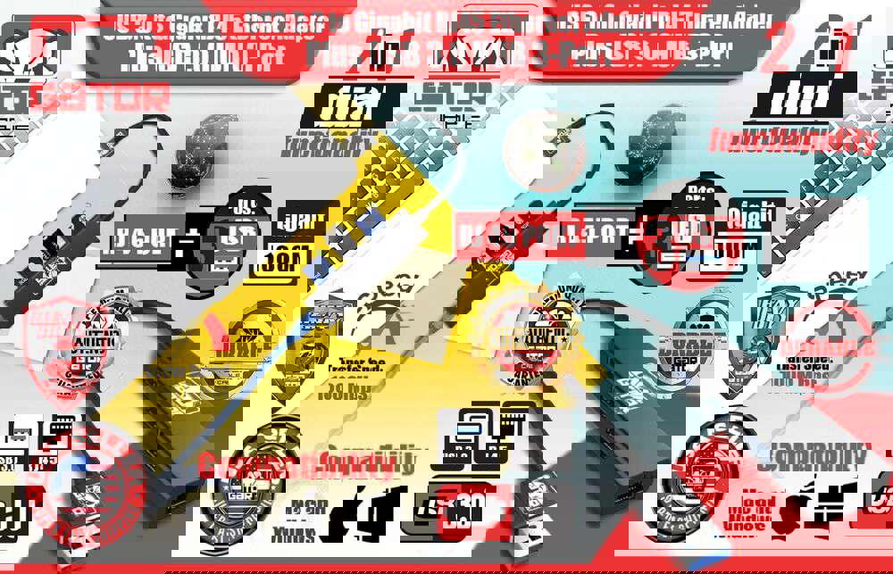 USB 3.0 Gigabit Ethernet Adapter with 3-Port USB Hub