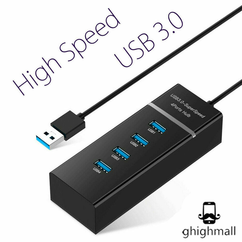 4-Port USB 3.0 High-Speed Hub Splitter for Enhanced Connectivity