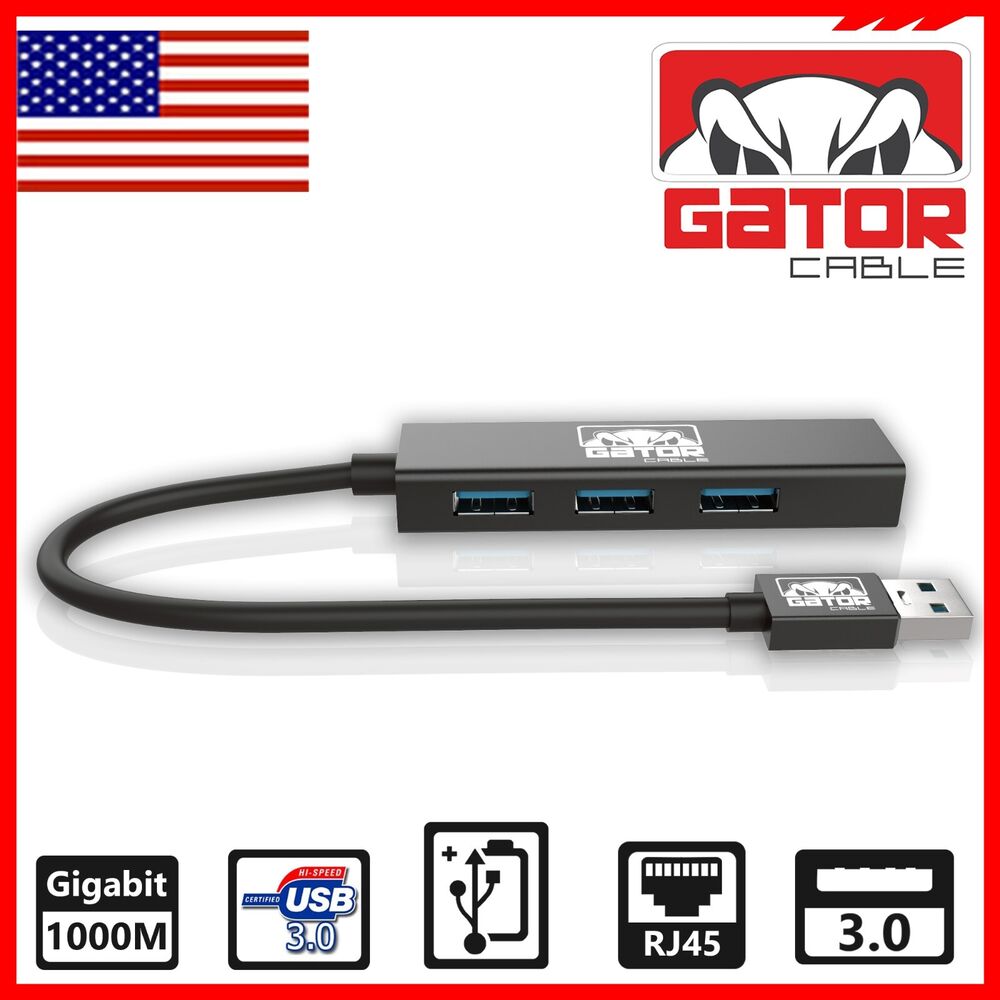 USB 3.0 Gigabit Ethernet Adapter with 3-Port USB Hub