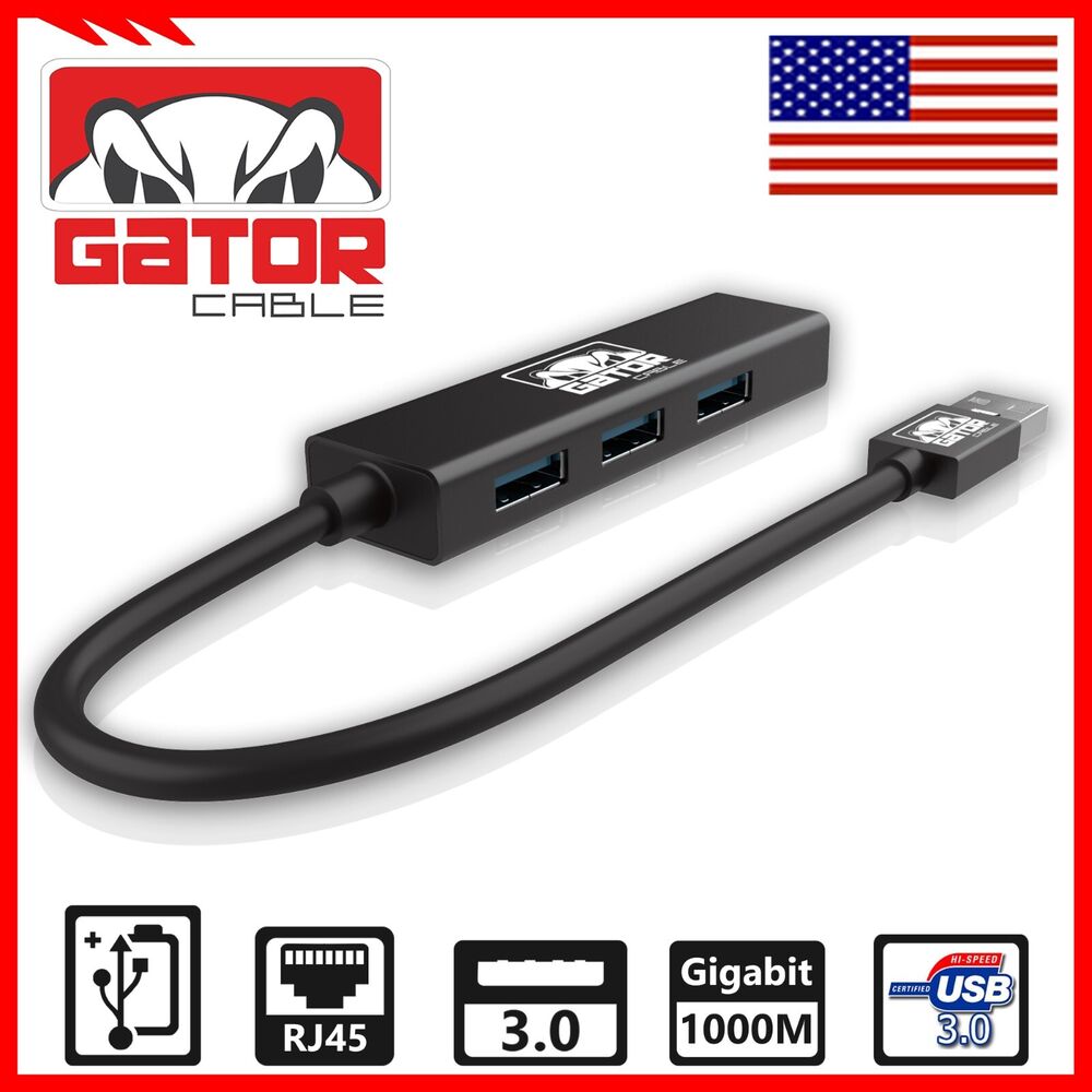 USB 3.0 Gigabit Ethernet Adapter with 3-Port USB Hub