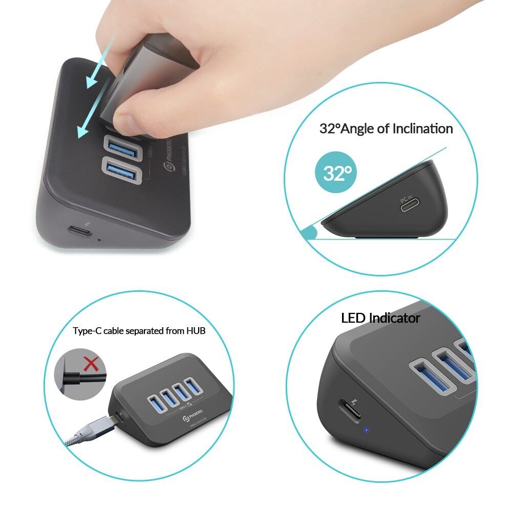 7-Port USB 3.2 Gen 1/2 Hub with USB-C Docking Station - Enhanced Connectivity