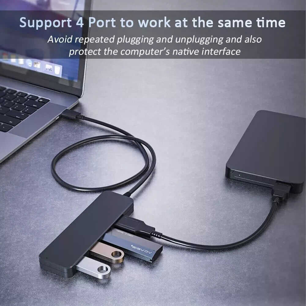 4-Port USB 3.0 Hub for Enhanced Laptop Connectivity