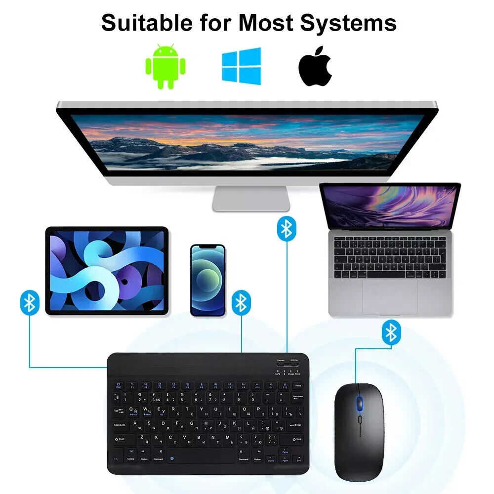 Ergonomic Wireless Rechargeable Keyboard and Mouse Set