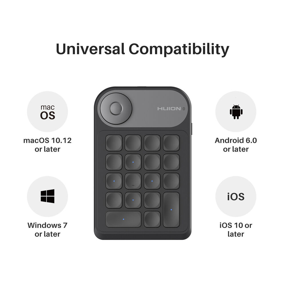 HUION Keydial Mini Bluetooth Programmable Keypad with Dial