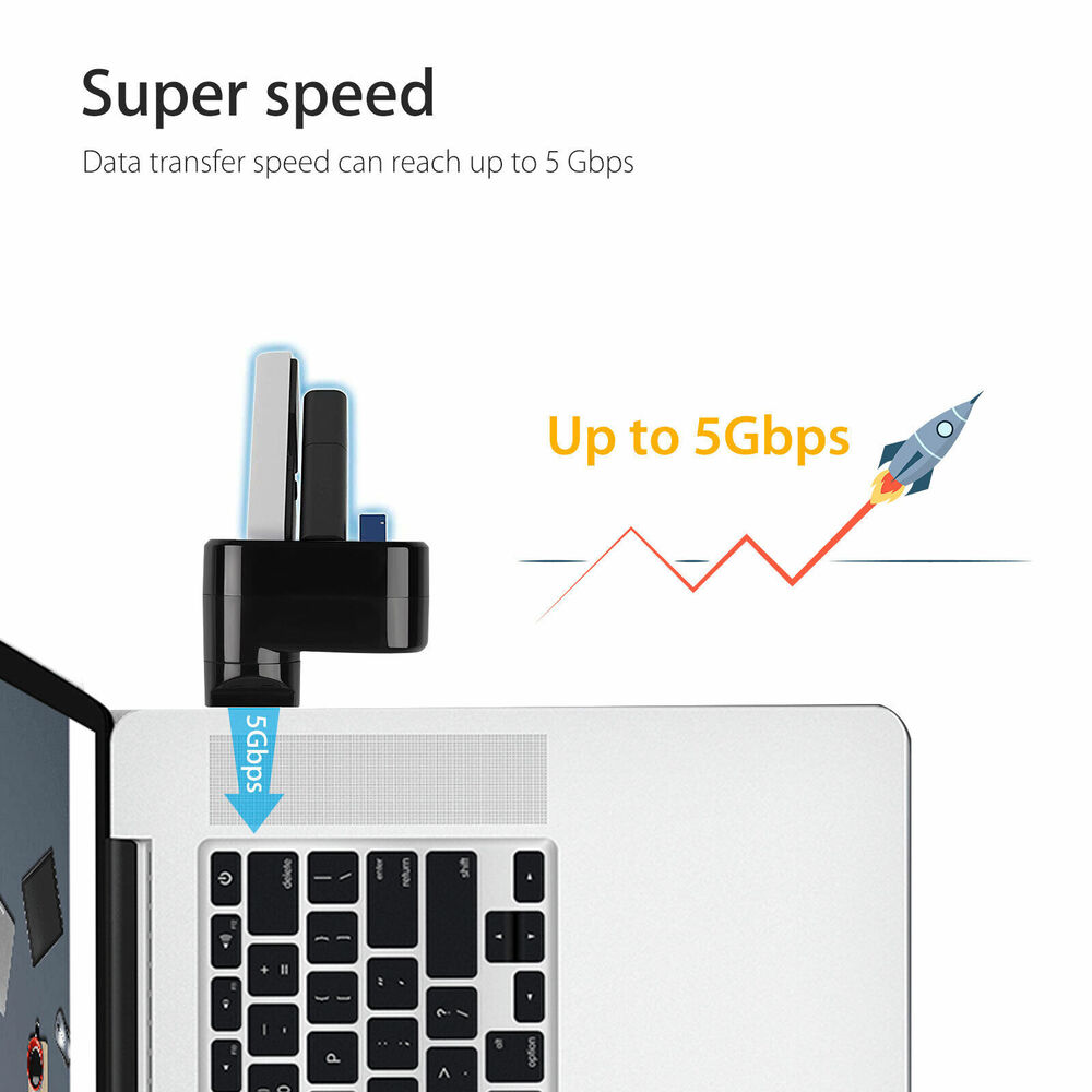 3-Port USB 3.0 Hub Splitter for Enhanced Connectivity