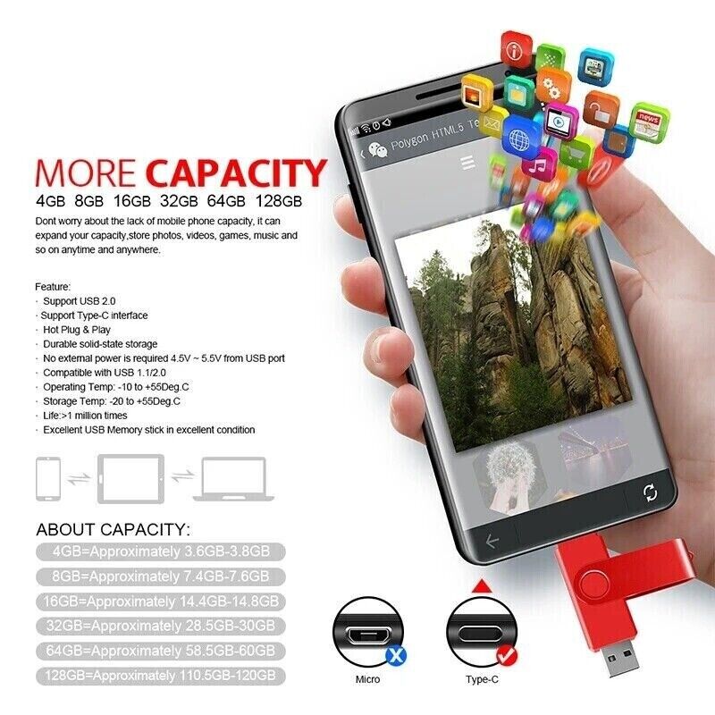 256GB Dual-Interface Type C Flash Drive - High-Speed Data Transfer
