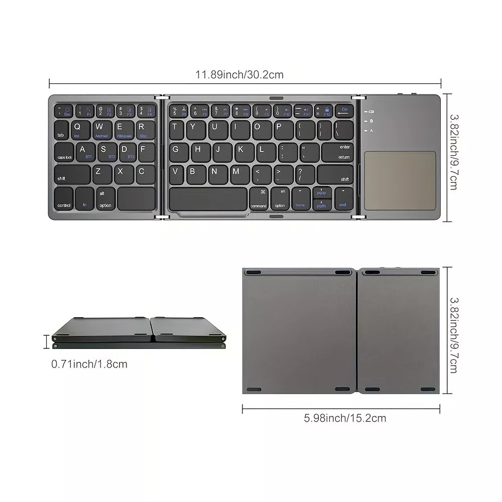 Portable Bluetooth Keyboard with Touchpad for Mobile Devices