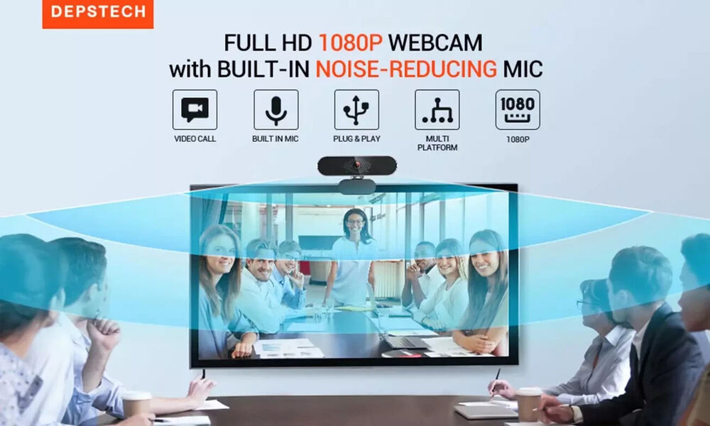 1080P Full HD USB Webcam with Built-in Mic for Clear Video Communication