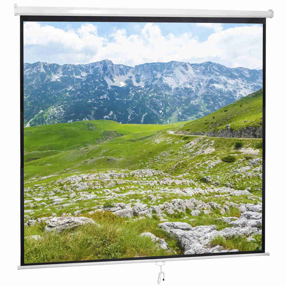 120 Inch Manual Pull Down HD Projector Screen in 1:1 Format